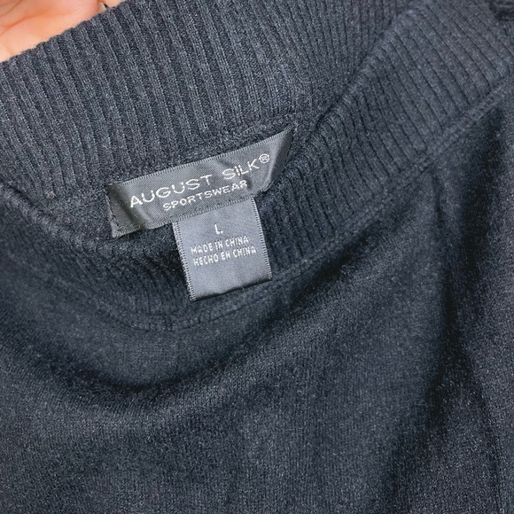 August Silk Women's Large Black Silk Wool Blend Straight Leg Pants Pull On Knit - Picture 6 of 16